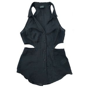 Bardot Black Haltered Button Up Cutout Blouse XS
